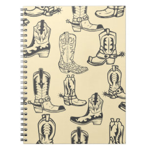 Cuaderno Patrón sin foco con botas de vaquero, vaquero, vaq