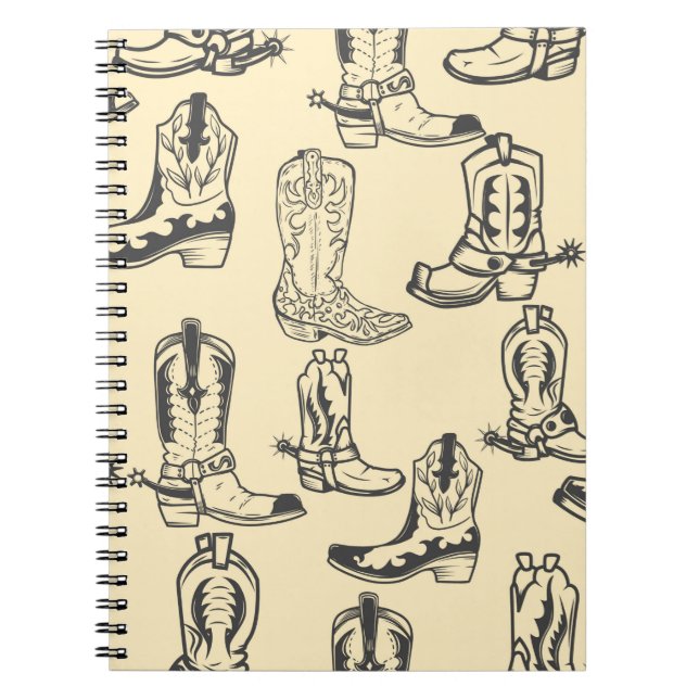 Cuaderno Patrón sin foco con botas de vaquero, vaquero, vaq (Frente)