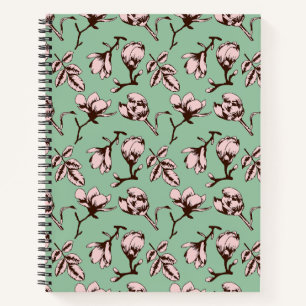 Cuaderno Patrón sin foco con brotes de flores de los árbole