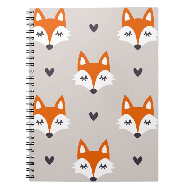 Cuaderno Patrón sin foco con caras de zorro. Repetición de  (Frente)