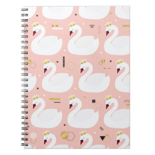 Cuaderno Patrón sin foco con cisnes blancos adorables. Todo