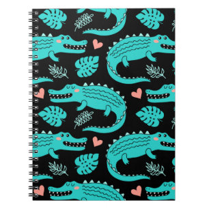 Cuaderno Patrón sin foco con cocodrilos personalizados lin