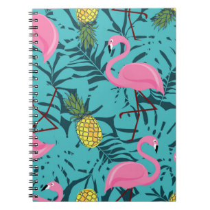 Cuaderno Patrón sin foco con flamencos rosados y amigo verd