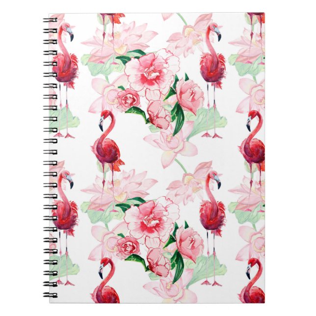 Cuaderno Patrón sin foco con flamingo rosa (Frente)