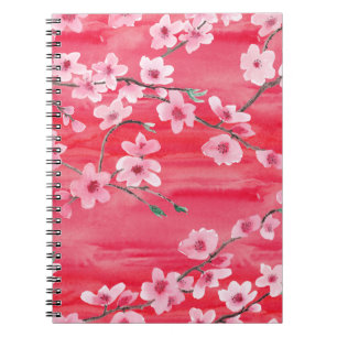 Cuaderno Patrón sin foco con flor de cerezo hermoso