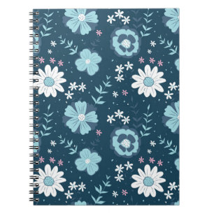 Cuaderno Patrón sin foco con flores azules de verano en la 