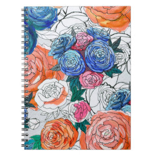 Cuaderno Patrón sin foco con flores coloridas