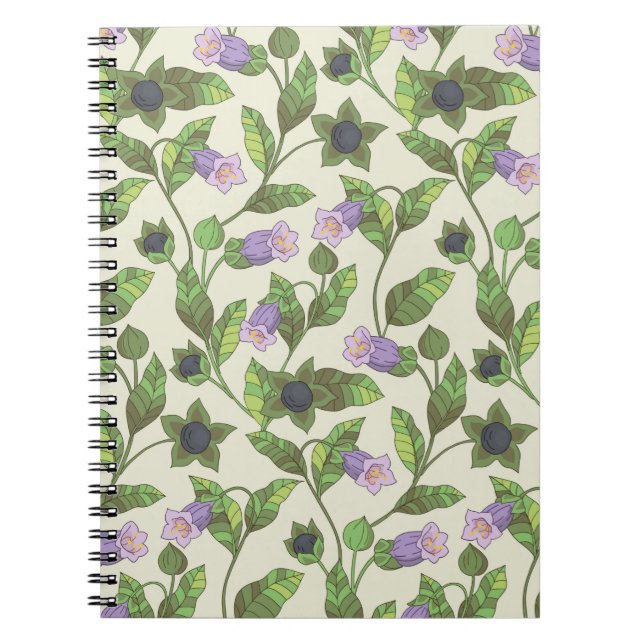 Cuaderno Patrón sin foco con flores de belladona. A bush w (Frente)