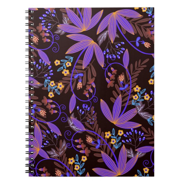 Cuaderno Patrón sin foco con flores diminutas y vívidas. Vi (Frente)