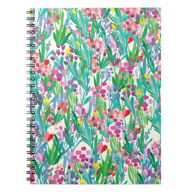 Cuaderno Patrón sin foco con flores, fondo de planta. El (Frente)