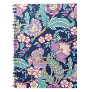 Cuaderno Patrón sin foco con flores ornamentales estilizada