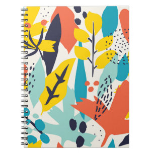 Cuaderno Patrón sin foco con flores pintadas a mano y pulga