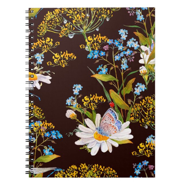 Cuaderno Patrón sin foco con flores silvestres (Frente)