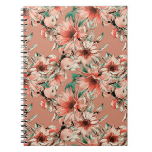 Cuaderno Patrón sin foco con girasoles y manzanas
