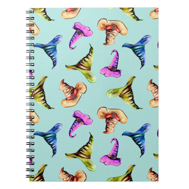 Cuaderno Patrón sin foco con gorras de acuarela vieja, mano (Frente)