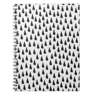 Cuaderno Patrón sin foco con gotas de lluvia en negro sobre