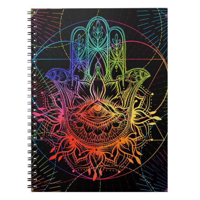 Cuaderno Patrón sin foco con hamsa dibujada a mano ornament (Frente)