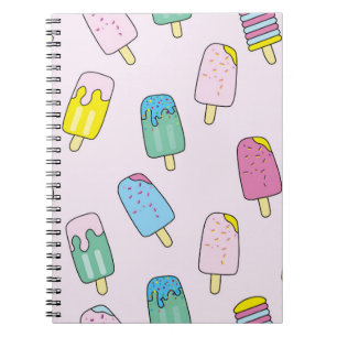 Cuaderno Patrón sin foco con helado lindo. Cr de hielo frut