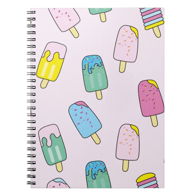 Cuaderno Patrón sin foco con helado lindo. Cr de hielo frut (Frente)