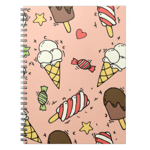 Cuaderno Patrón sin foco con helados y ollipops lindos