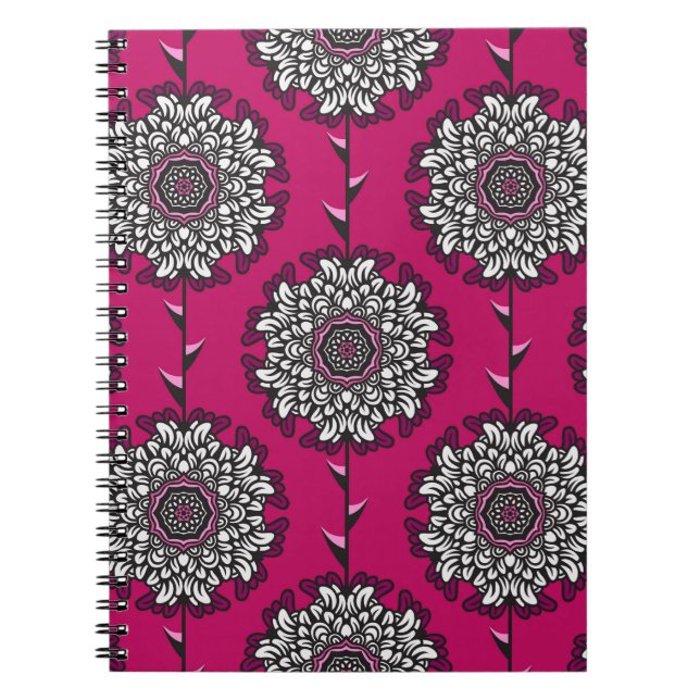 Cuaderno Patrón sin foco con hermosas flores gráficas (Frente)