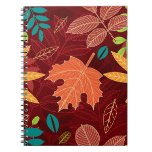 Cuaderno Patrón sin foco con hojas de otoño 