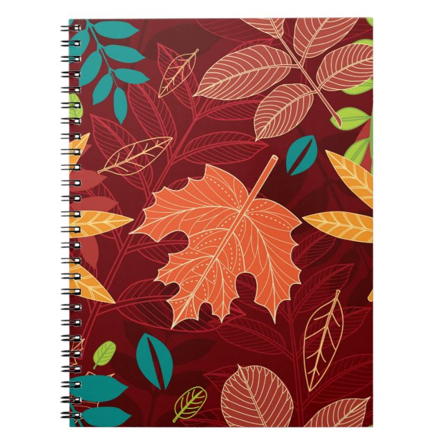 Cuaderno Patrón sin foco con hojas de otoño  (Frente)