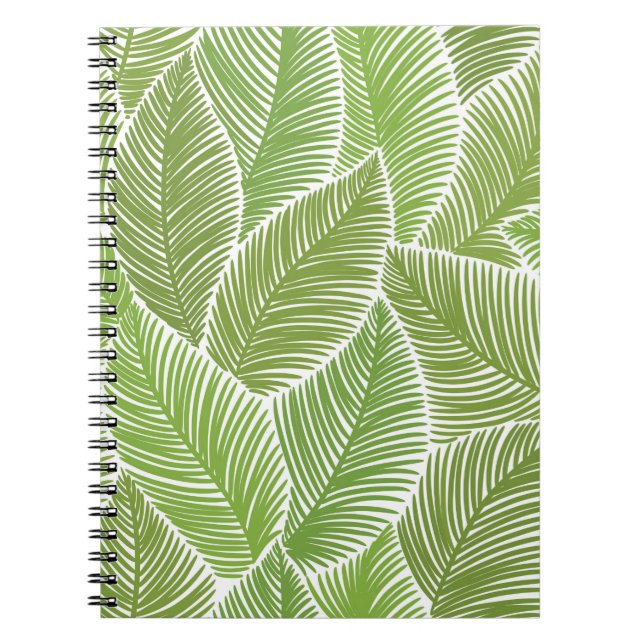 Cuaderno Patrón sin foco con hojas de palma verdes (Frente)