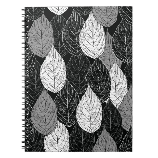Cuaderno Patrón sin foco con hojas. Monocromo dibujado a ma (Frente)