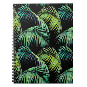 Cuaderno Patrón sin foco con hojas tropicales de palma. Wat