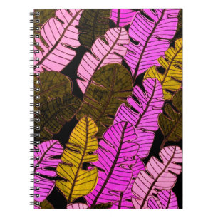 Cuaderno Patrón sin foco con hojas tropicales dibujadas a m