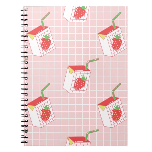 Cuaderno Patrón sin foco con leche de fresa personalizado t (Frente)