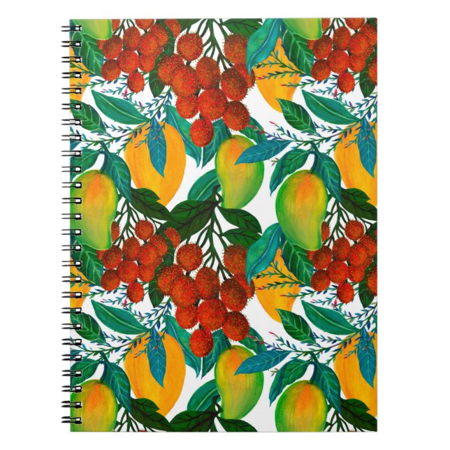 Cuaderno Patrón sin foco con mango exótico fresco y brillan (Frente)