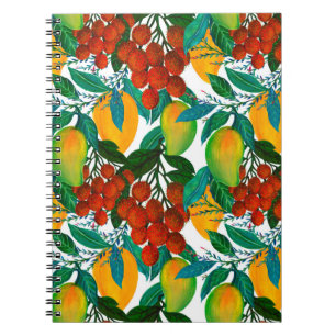 Cuaderno Patrón sin foco con mango exótico fresco y brillan