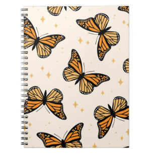 Cuaderno Patrón sin foco con mariposas monarcas. Contemp