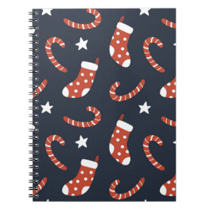 Cuaderno Patrón sin foco con medias de navidad, latas de du