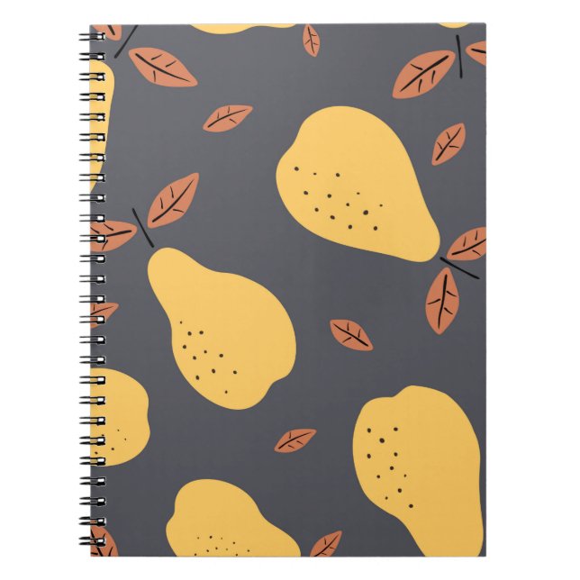 Cuaderno Patrón sin foco con peras. Frutas ligeras modernas (Frente)
