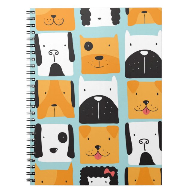 Cuaderno Patrón sin foco con perros lindos.  (Frente)