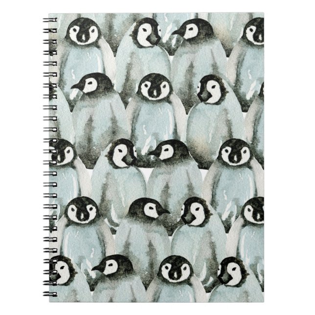 Cuaderno Patrón sin foco con pingüinos lindos (Frente)