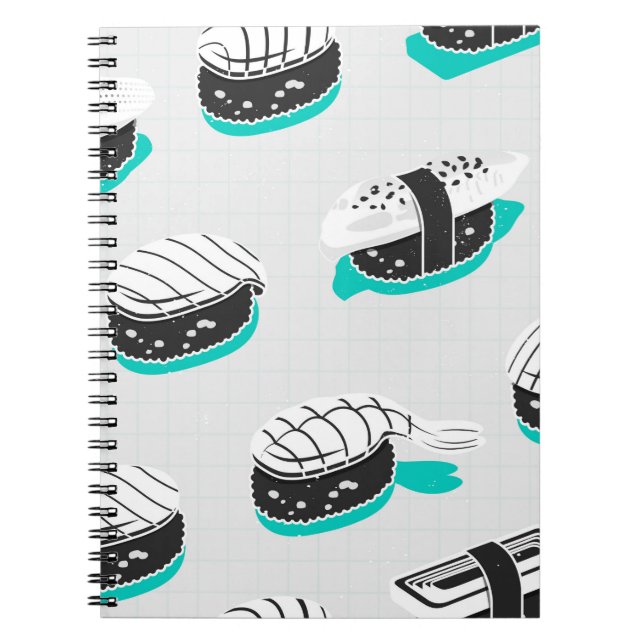 Cuaderno Patrón sin foco con sushi nigiri (Frente)