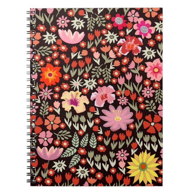 Cuaderno Patrón sin foco con tulipanes de girasoles (Frente)