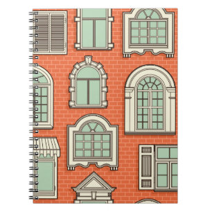 Cuaderno Patrón sin foco con ventanas antiguas.