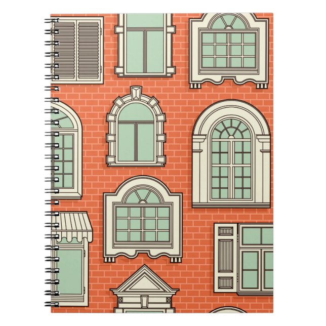 Cuaderno Patrón sin foco con ventanas antiguas.  (Frente)