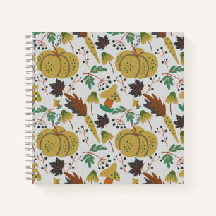 Cuaderno Patrón sin foco de calabazas tropicales y zanahori