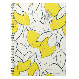 Cuaderno Patrón sin foco de cítricos limoneros de color agu