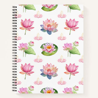 Cuaderno Patrón sin foco de color de agua Lotus