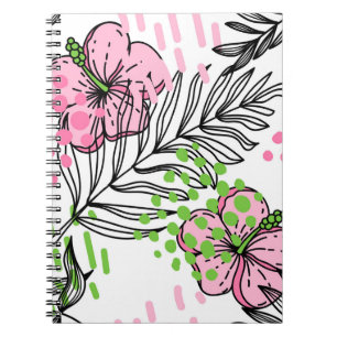 Cuaderno Patrón sin foco de elementos tropicales, dibujado 