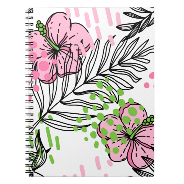 Cuaderno Patrón sin foco de elementos tropicales, dibujado  (Frente)