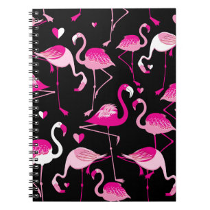 Cuaderno Patrón sin foco de flamencos rosados en la espalda