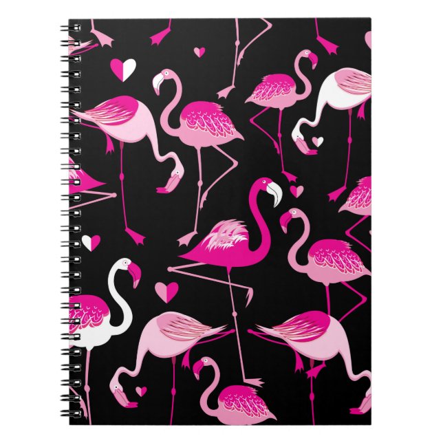 Cuaderno Patrón sin foco de flamencos rosados en la espalda (Frente)